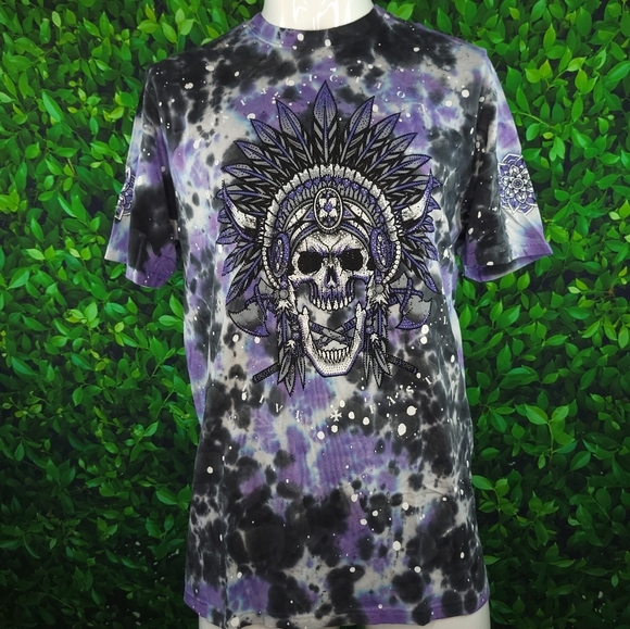 Affliction Other - Affliction Men's Black Label Rhinestone Skull T-shirt - Size: XL- Tie-dye - NWT